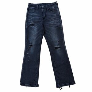 Risen Jeans Distressed Black Straight Leg Jeans